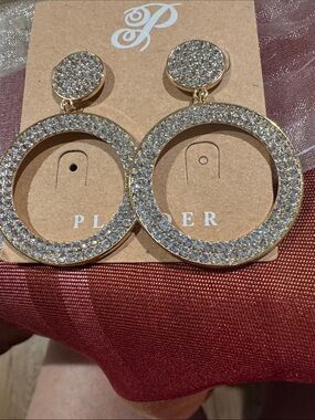 Plunder Gold Crystal Open Circle Drop Earrings